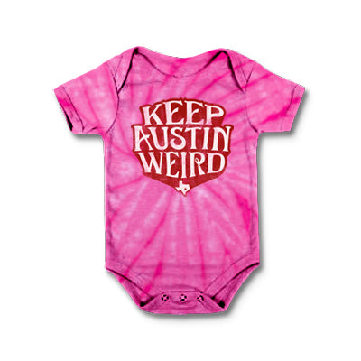 Keep Austin Weird Tie-Dye Pink Onesie