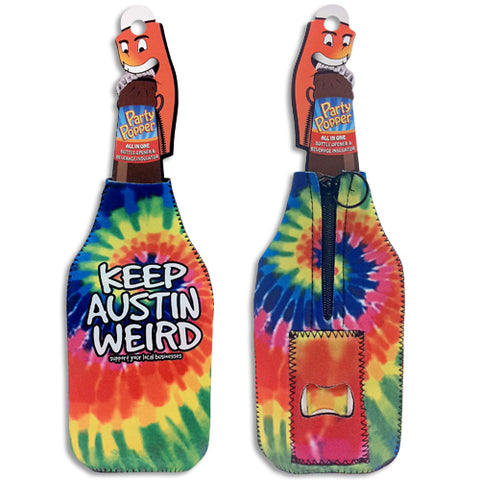 Keep Austin Weird Party Popper Bottle Koozie