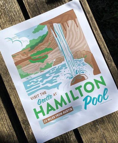 Hamilton Pool Risograph Print
