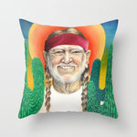 Willie Nelson Cactus Throw Pillow